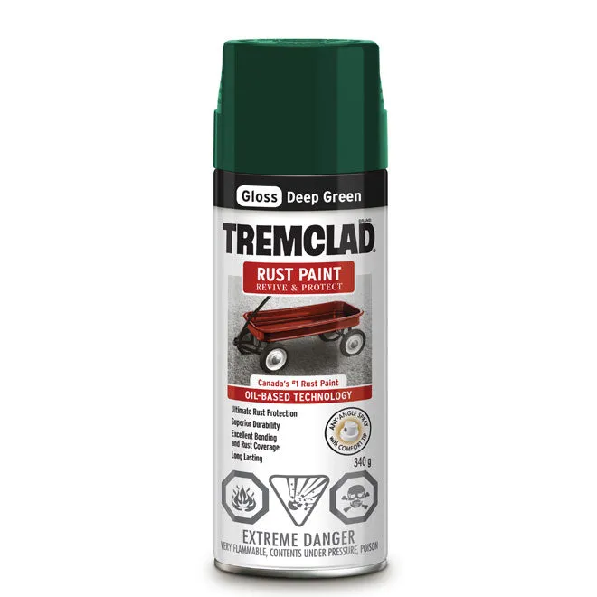 340g Tremclad Rust Paint Spray Can, Gloss Deep Green