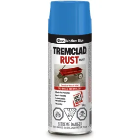 340g Tremclad Rust Paint Spray Can, Gloss Medium Blue