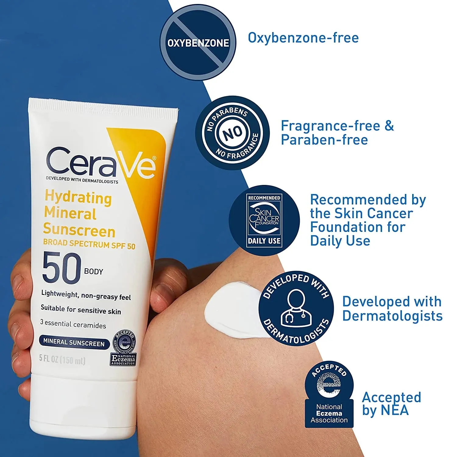 CeraVe Hydrating 100% Mineral Sunscreen Body Lotion - SPF 50