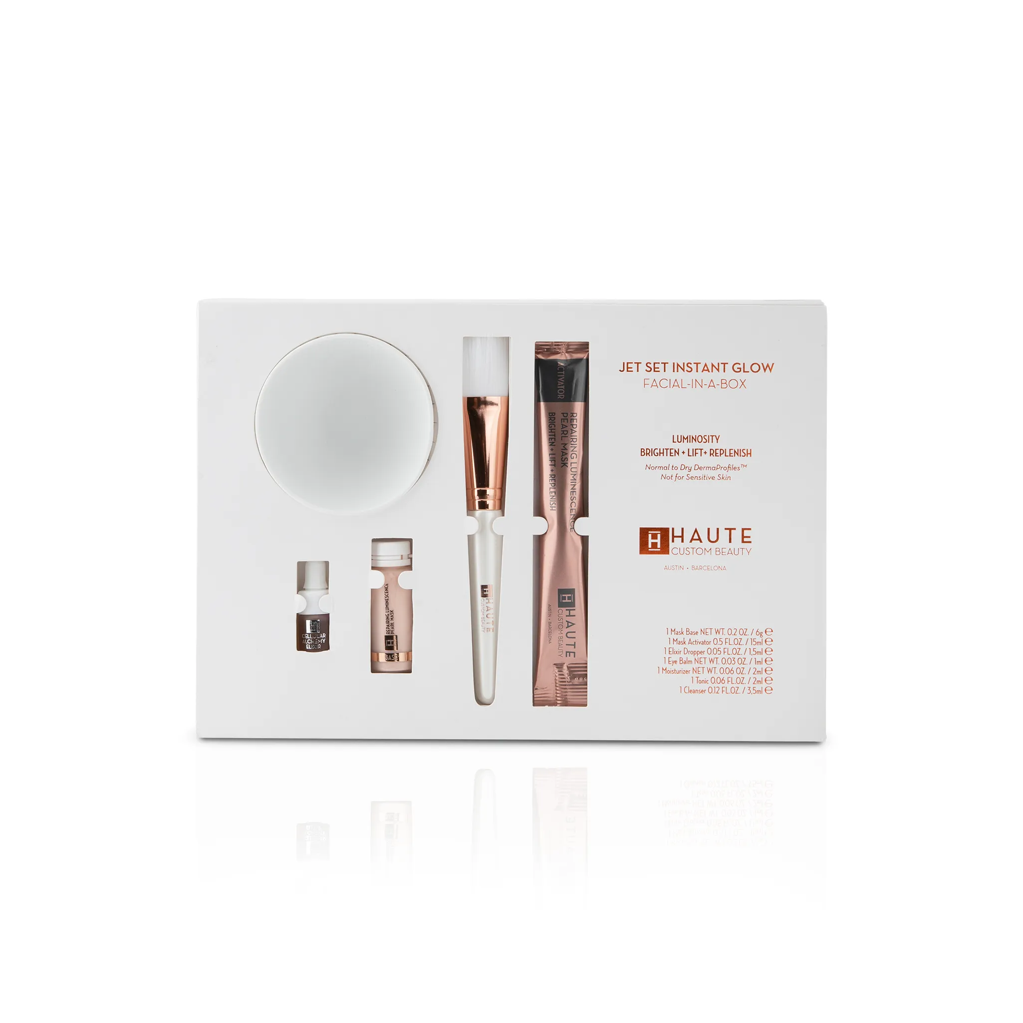 JET SET INSTANT GLOW FACIAL-IN-A-BOX LUMINOSITY BRIGHTEN   LIFT   REPLENISH