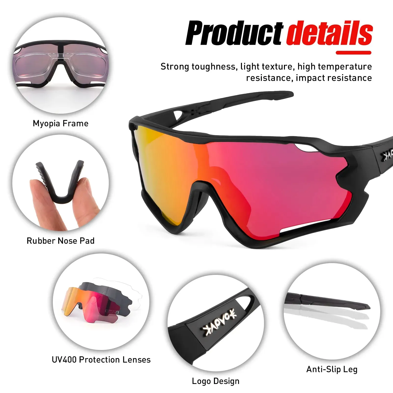 Kapvoe Polarized Cycling Sunglasses Men Outdoor Sports Bicycle Women Bike Cycling Glasses TR90 Bike Goggles Eyewears