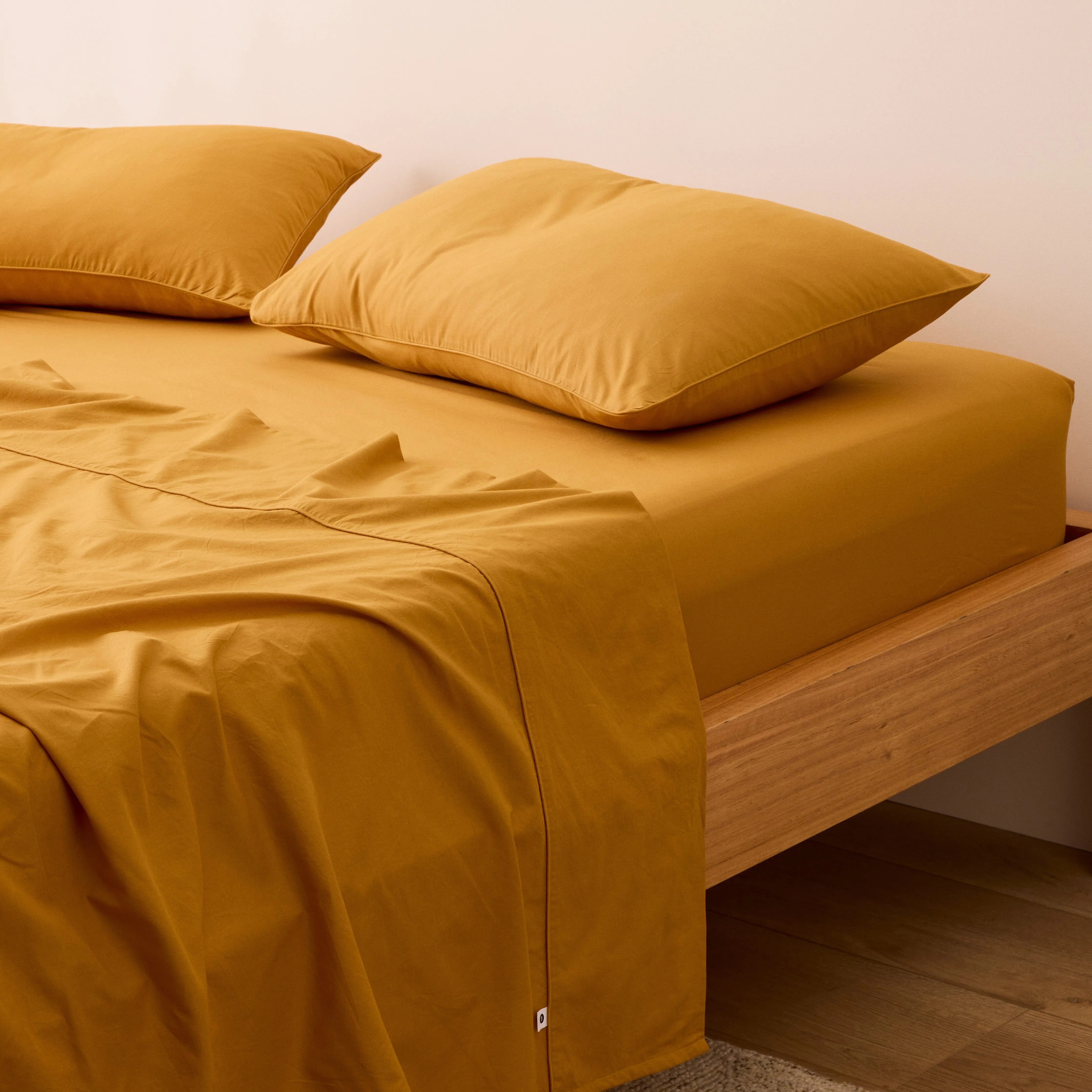 Leo Washed Cotton - Mustard Kids Fitted Sheet
