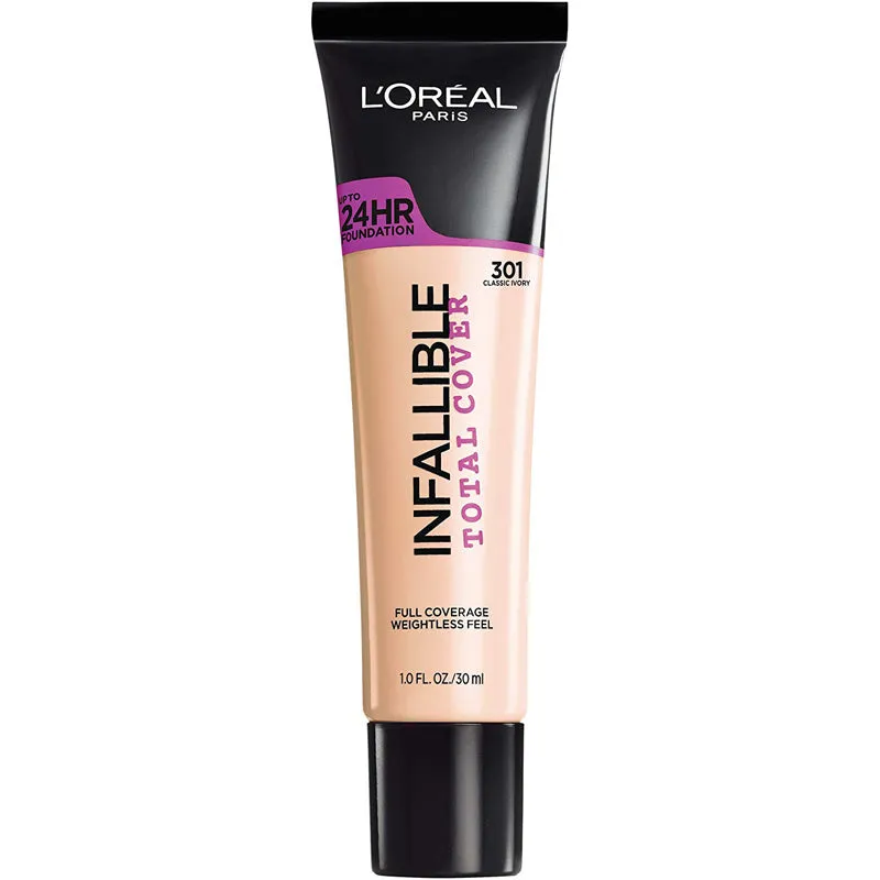 L'OREAL - Infallible Total Cover Foundation, Classic Ivory - 1 fl. oz. (30 ml)