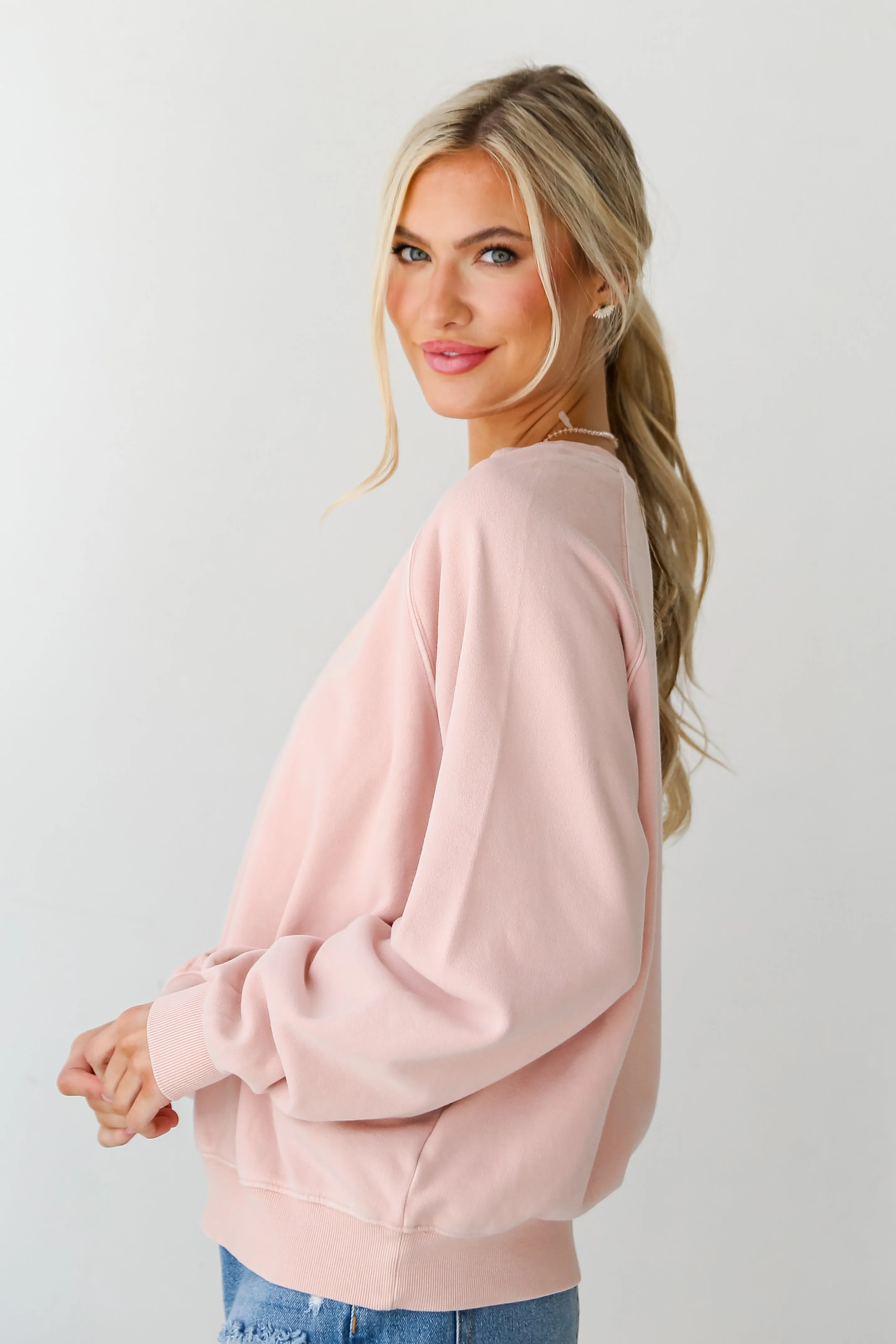 Meredith Blush Fleece Sweatshirt - DU DEAL