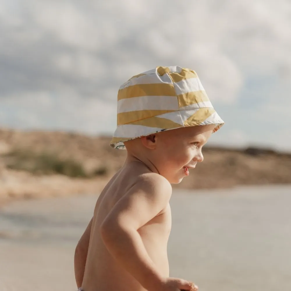 Reversible Sun Hat Honey Stripes / Ocean Dreams Blue