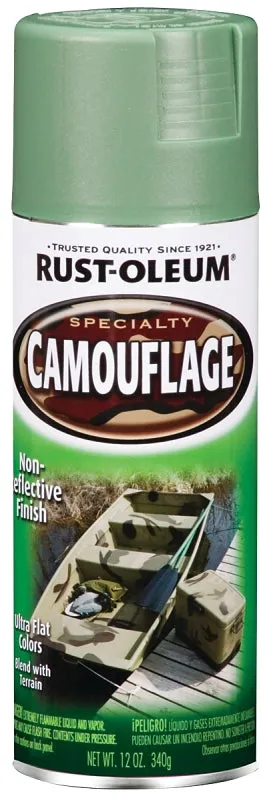 Rust-Oleum 1920830 Camouflage Spray Paint, Ultra Flat, Army Green, 12 oz, Can :CAN: QUANTITY: 1