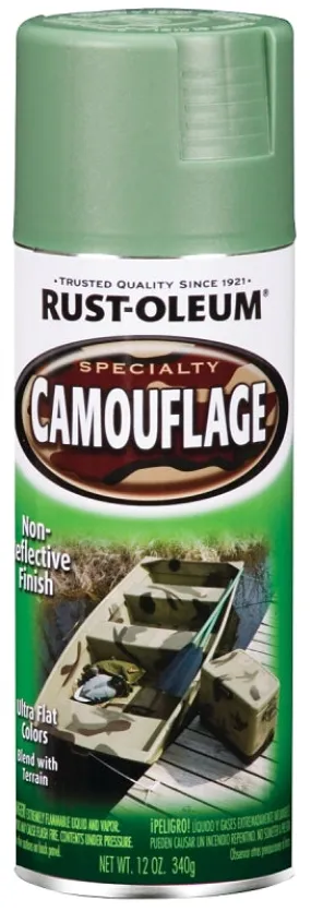 Rust-Oleum 1920830 Camouflage Spray Paint, Ultra Flat, Army Green, 12 oz, Can :CAN: QUANTITY: 1